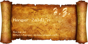 Henger Zalán névjegykártya